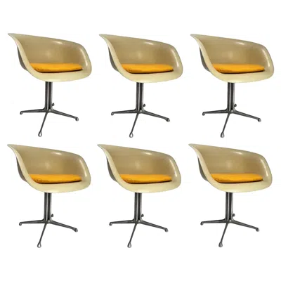 Pre-owned Charles And Ray Eames Set Of 6  Fiberglass "la Fonda" Armchairs, H. Miller In Sand