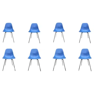 Pre-owned Charles And Ray Eames Set Of 8 Royal Blue Herman Miller Eames Dining Chairs