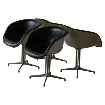 Pre-owned Charles And Ray Eames Set Of Four La Fonda Chairs By Eames, Fiberglass, Usa, 1960s In Black