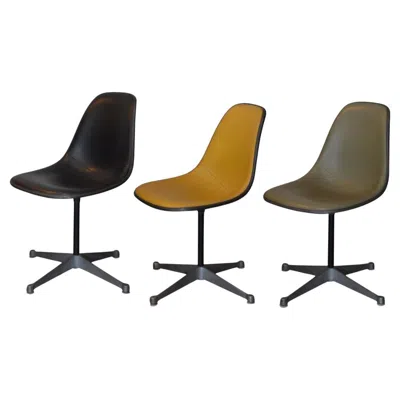 Pre-owned Charles And Ray Eames Set Of Three Vintage Swiveling Chairs By Eames For Herman Miller In Black