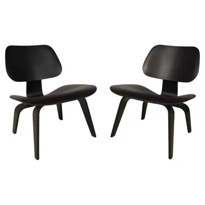 Pre-owned Charles And Ray Eames Set Of Two '2' Herman Miller Lcw Lounge Chairs By Charles & Ray Eames, Usa In Brown