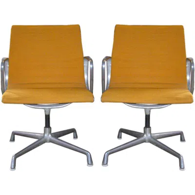 Pre-owned Charles And Ray Eames Set Of Two Aluminum Chairs By  In Brown