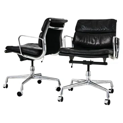Pre-owned Charles And Ray Eames Soft Pad Chairs By Charles & Ray Eames For Ring Mobelfabrikk Norway, 1970s In Black