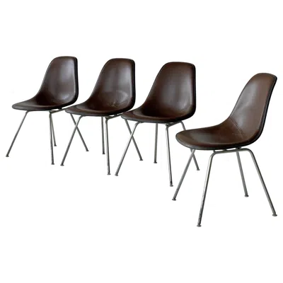 Pre-owned Charles And Ray Eames Upholstered Shell Chairs By Charles + Ray Eames For Herman Miller In Black