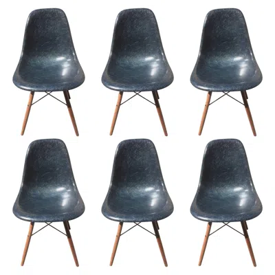 Pre-owned Charles And Ray Eames Vintage Eames Fiberglass Navy Blue Chairs