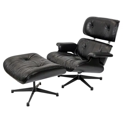 Pre-owned Charles And Ray Eames Vintage Eames Lounge Chair Set With Ottoman By Charles&ray Eames For Vitra In Brown