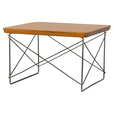 Pre-owned Charles And Ray Eames Vintage Eames Plywood Low Table Rod Base (ltr) In Birch And Zinc In Brown