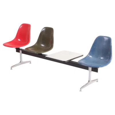 Pre-owned Charles And Ray Eames Vintage Fiberglas Bench With Side Table 1970s In Gray