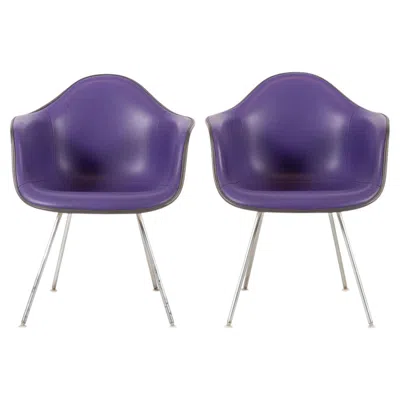 Pre-owned Charles And Ray Eames Vintage Mid Century Dax Purple Lounge Chairs By Eames For Herman Miller