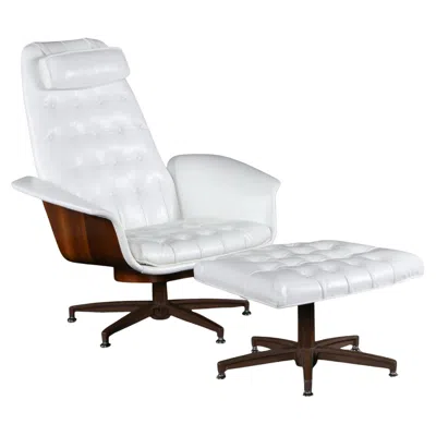 Pre-owned Charles And Ray Eames Walnut Tufted George Mulhauser Style Mr. Chair & Ottoman In Brown