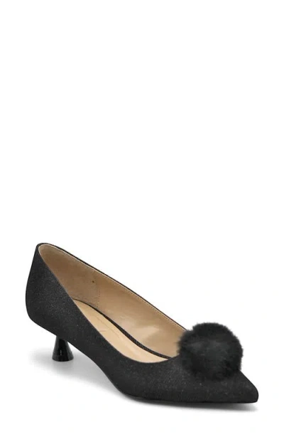 Charles By Charles David Amon Pointed Toe Kitten Heel Pump In Black-sparkle