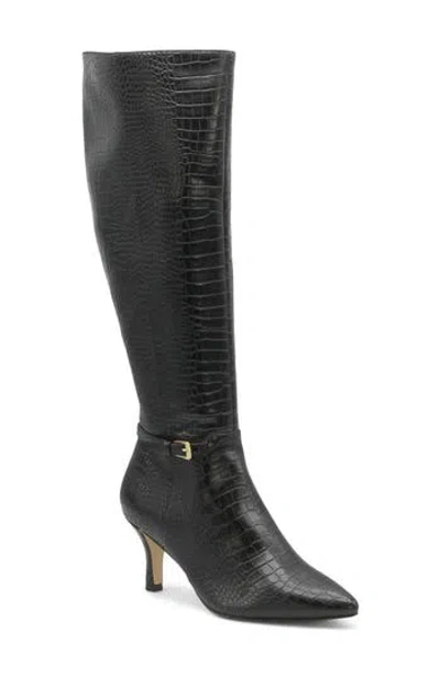 Charles By Charles David Arlie Pointed Toe Knee High Boot In Black-croc