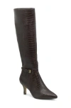 Charles By Charles David Arlie Pointed Toe Knee High Boot In Chocolate Brown-croc