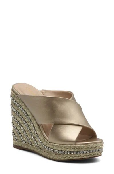 Charles By Charles David Cate Metallic Espadrille Wedge Sandal In Light Gold