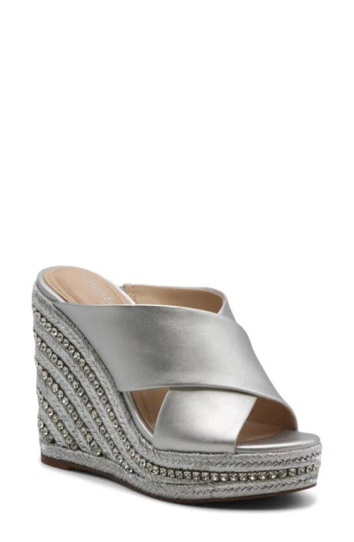 Charles By Charles David Cate Metallic Espadrille Wedge Sandal In Silver