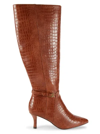 Charles By Charles David Women's Arlie 64mm Croc Embossed Knee Boots In Camel