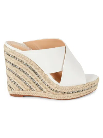 Charles By Charles David Women's Cate Embellished Wedge Sandals In White