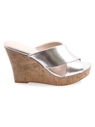 Charles By Charles David Women's Latrice Wedge Heel Sandals In Silver