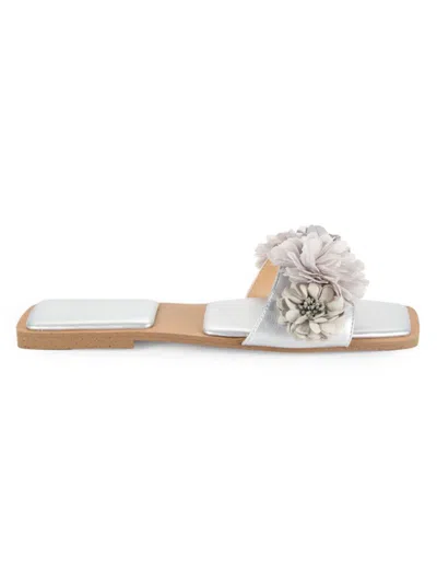 Charles By Charles David Women's Orderly Flower Flat Sandals In Silver