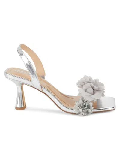 Charles By Charles David Women's Pheby Floral Metallic Stiletto Sandals In Silver