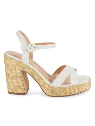 Charles By Charles David Women's Rayna Block Heel Raffia Platform Sandals In White