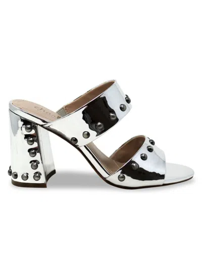 Charles By Charles David Women's Roaring Studded Block Heel Sandals In Silver