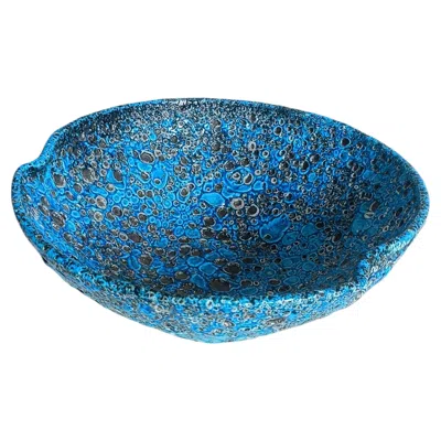 Pre-owned Charles Cart Vallauris Turquoise Ceramic Fruit Bowl, C. 1960s In Blue