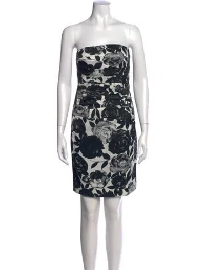 Pre-owned Charles Chang-lima Floral Print Knee-length Dress In Black