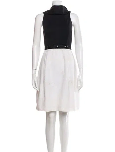 Pre-owned Charles Chang-lima Mock Neck Knee-length Dress In Gray