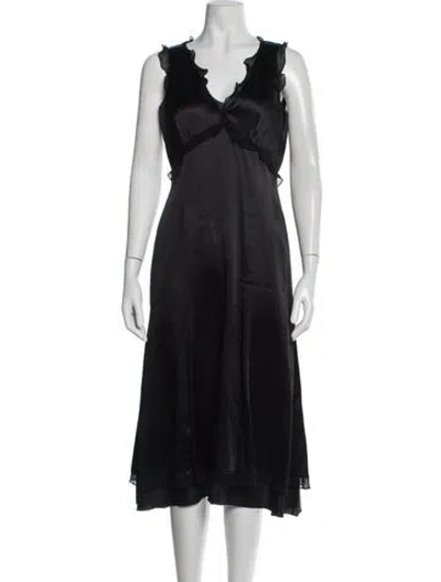 Pre-owned Charles Chang-lima Silk Midi Length Dress In Black