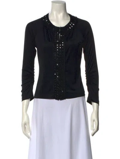 Pre-owned Charles Chang-lima Silk Scoop Neck Sweater In Black