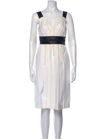 Pre-owned Charles Chang-lima Striped Knee-length Dress In White
