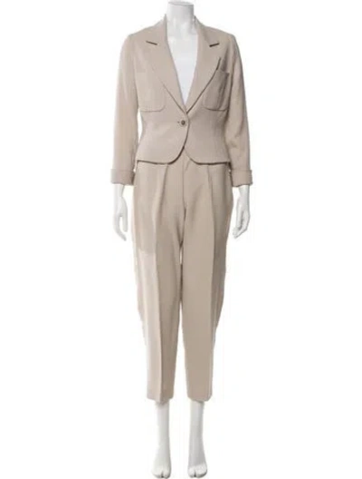 Pre-owned Charles Chang-lima Vintage Virgin Wool Pant Set In Neutral