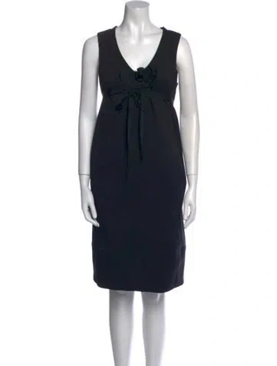 Pre-owned Charles Chang-lima V-neck Knee-length Dress In Black