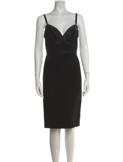 Pre-owned Charles Chang-lima V-neck Knee-length Dress In Black
