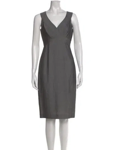 Pre-owned Charles Chang-lima V-neck Knee-length Dress In Gray