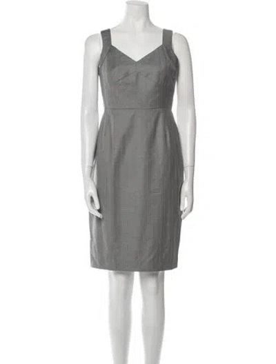 Pre-owned Charles Chang-lima V-neck Knee-length Dress In Gray