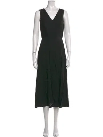 Pre-owned Charles Chang-lima V-neck Long Dress In Black