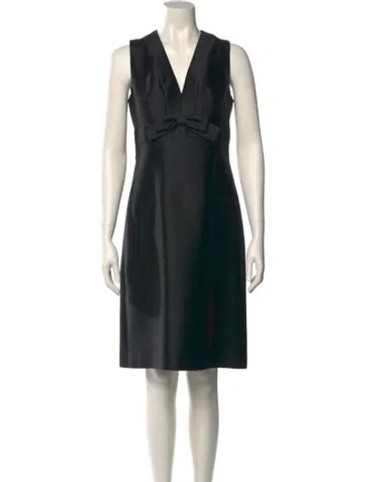 Pre-owned Charles Chang-lima V-neck Midi Length Dress In Black