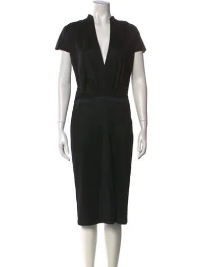 Pre-owned Charles Chang-lima V-neck Midi Length Dress In Black