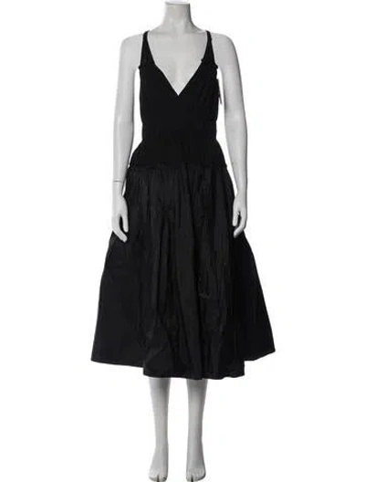 Pre-owned Charles Chang-lima V-neck Midi Length Dress In Blue