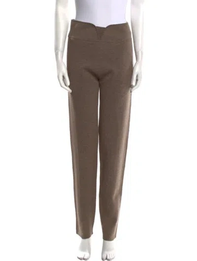 Pre-owned Charles Chang-lima Wool Skinny Leg Pants In Brown