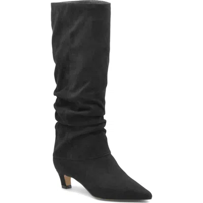 Charles David Access Slouch Pointed Toe Kitten Heel Boot In Black