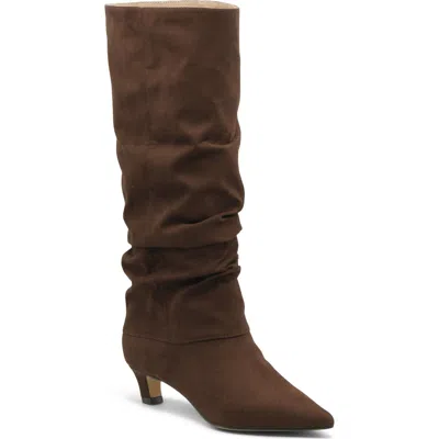 Charles David Access Slouch Pointed Toe Kitten Heel Boot In Brown