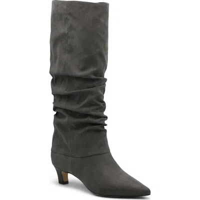 Charles David Access Slouch Pointed Toe Kitten Heel Boot In Gray