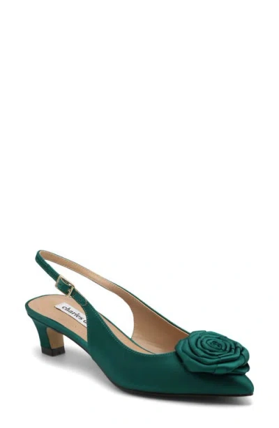 Charles David Aleph Slingback Pointed Toe Kitten Heel Pump In Green