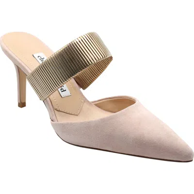Charles David Alfie Pointed Metal-strap Suede Mules In Pinkish