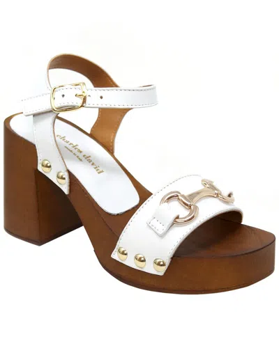 Charles David Exposed Leather Sandal In White
