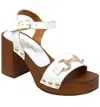 Charles David Women's Platform Block-heel Suede Sandals In White