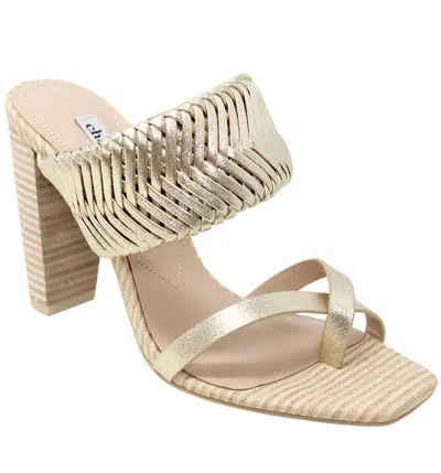 Charles David Horation Metallic Leather Block Heel Sandal In Light Gold